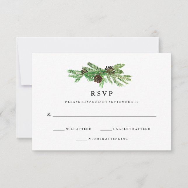 RSVP de Casamento de Pinus de inverno (Frente)