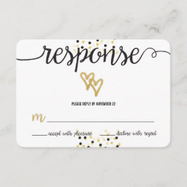 RSVP de Casamento de Portas de Confetti Ouro e Neg