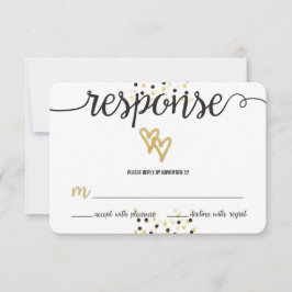 RSVP de Casamento de Portas de Confetti Ouro e Neg