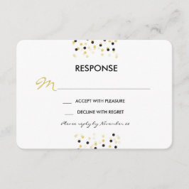 RSVP de Casamento de Portas de Confetti Ouro e Neg