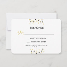 RSVP de Casamento de Portas de Confetti Ouro e Neg