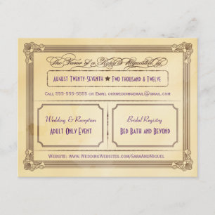 RSVP de Casamento de Poster de Vintage Cream & Bro