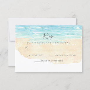 RSVP de Casamento de Praia com Aquarela Pintada à