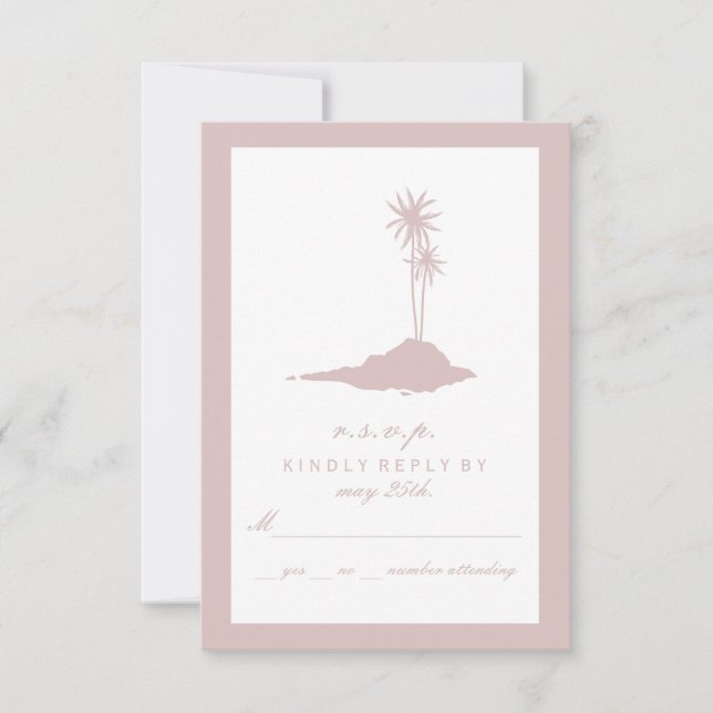 RSVP de Casamento de Praia da Ilha Moderna - Blush (Frente)