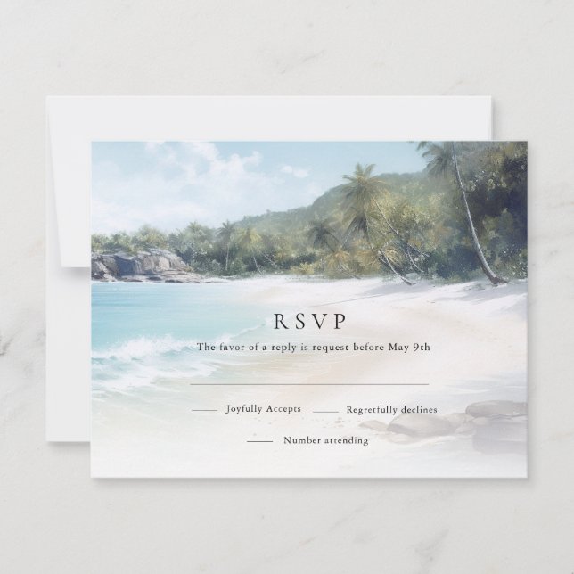 RSVP de Casamento de Praia da Ilha Tropical (Frente)