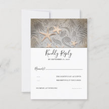 RSVP de Casamento de Praia da Starfish Dourada