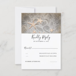 RSVP de Casamento de Praia da Starfish Dourada