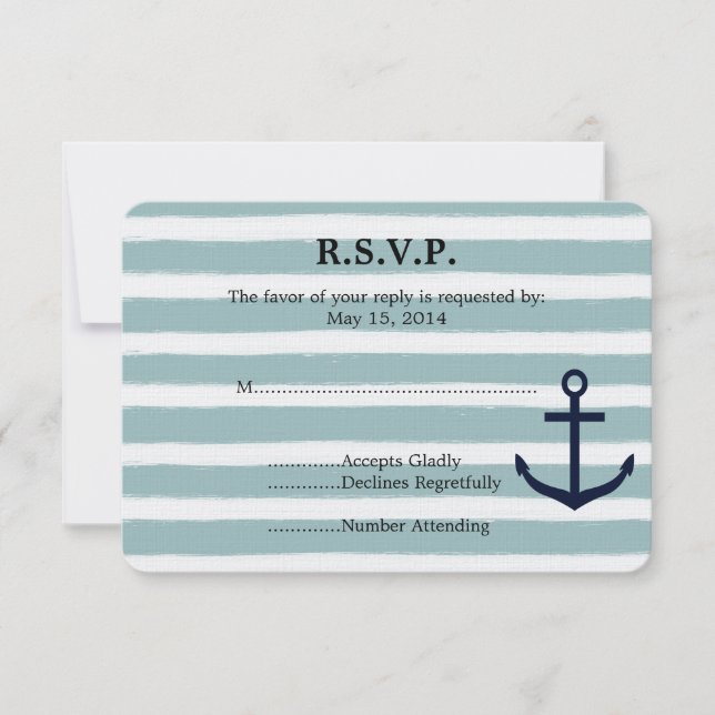 RSVP de Casamento de Praia de Anchor Náutico com F (Frente)