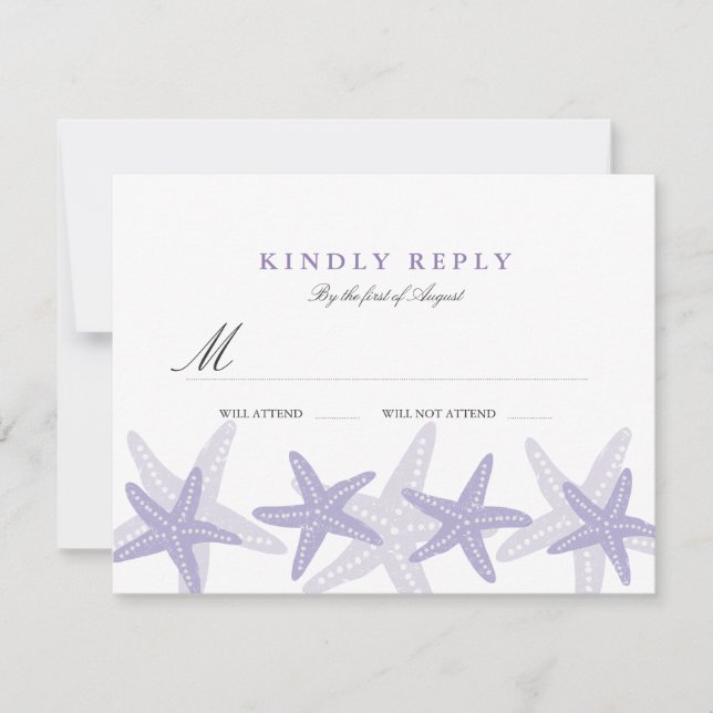RSVP de Casamento de Praia de Starfish Rple (Frente)