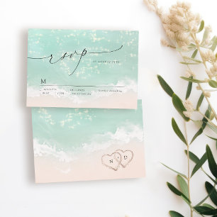 RSVP de Casamento de Praia do Sand Hearts do Scrip