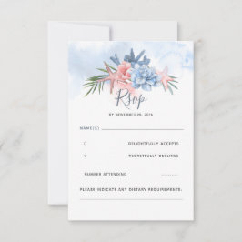 RSVP de Casamento de Praia Dusty Blue e Blush