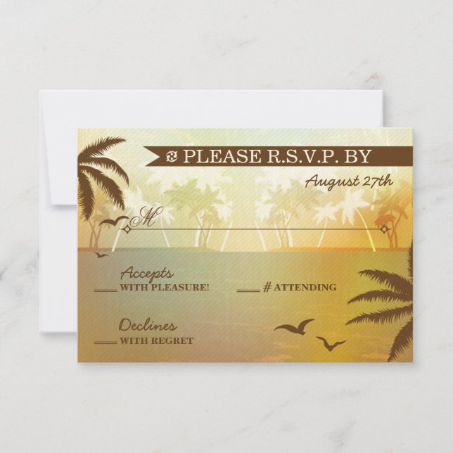 RSVP de Casamento de Praia Scenic Laranja Tropical (Frente)