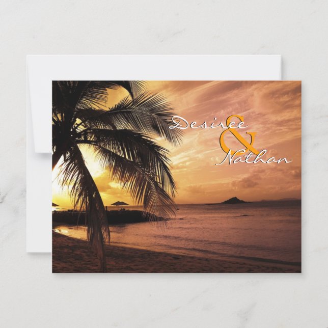 RSVP de Casamento de Praia Sunset (Frente)