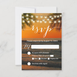 RSVP de Casamento de Praia Sunset de Verão Tropica
