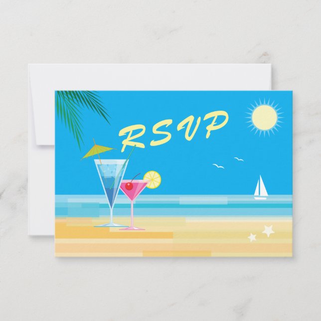 RSVP de Casamento de Praia Tropical (Frente)