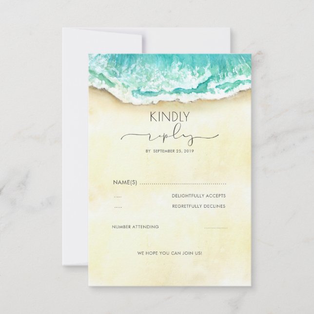 RSVP de Casamento de Praia Tropical Sandy (Frente)
