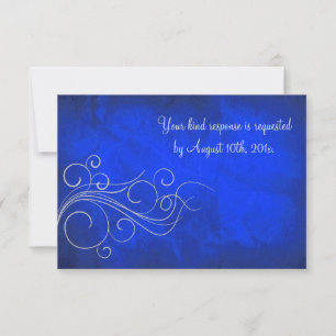 RSVP de Casamento de Prata Azul Brilhante Elegante