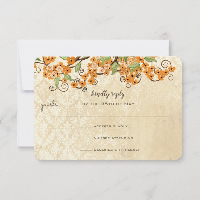 RSVP de Casamento de Primavera de Flor de Coral La (Frente)