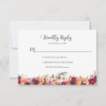RSVP de Casamento de Pumpkin Floral de Queda Elega