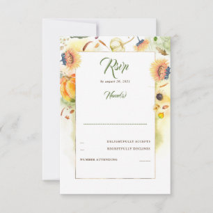 RSVP de Casamento de Pumpkins e Girassóis