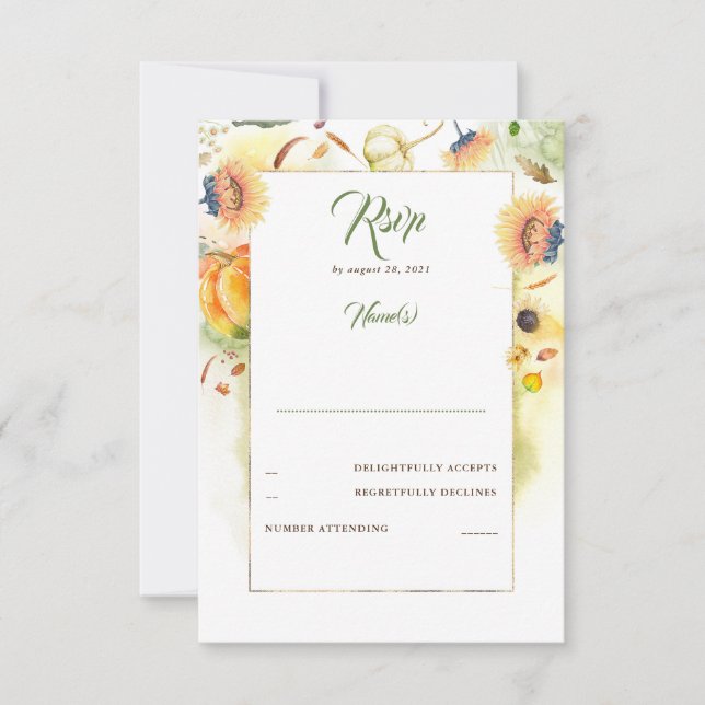 RSVP de Casamento de Pumpkins e Girassóis (Frente)