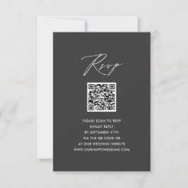 RSVP de Casamento de QR Simples de Cinzas Modernas