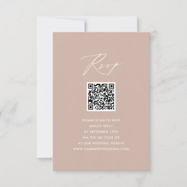 RSVP de Casamento de QR Simples de Script Elegante (Frente)