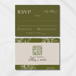 RSVP de Casamento de QR Verde Verde Moderno Minima