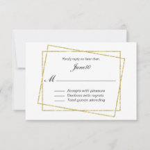 RSVP de Casamento de Quadro Dourado