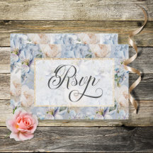 RSVP de Casamento de Quadro Dourado Floral Russo A
