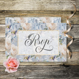 RSVP de Casamento de Quadro Dourado Floral Russo A