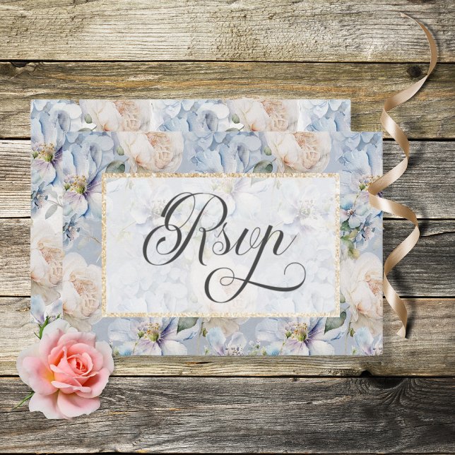RSVP de Casamento de Quadro Dourado Floral Russo A (Criador carregado)