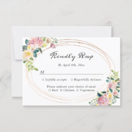RSVP de Casamento de Quadro Floral de Pastel Oval 