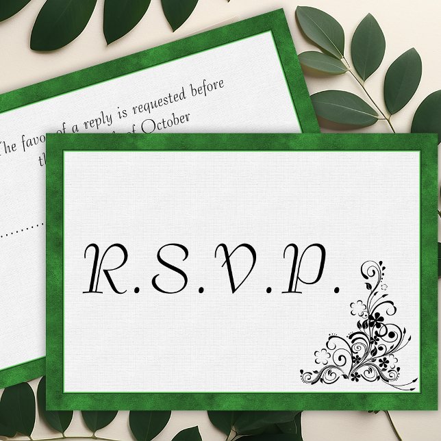 RSVP de Casamento de Quadro Verde Moderno Elegante (Criador carregado)