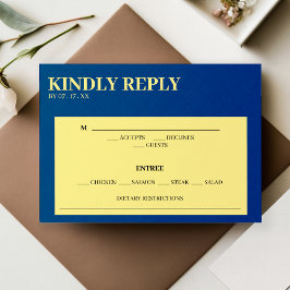 RSVP de Casamento de Resposta Azul e Amarelo