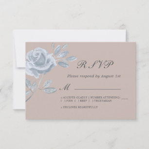 RSVP de Casamento de Rosa com Azul e Blush mínimo