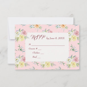 RSVP de Casamento de Rosa de Aquarela