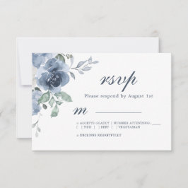 RSVP de Casamento de Rosa de Feriado Azul-Escuro F