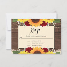 RSVP de Casamento de Rosa de Girassol de Madeira R