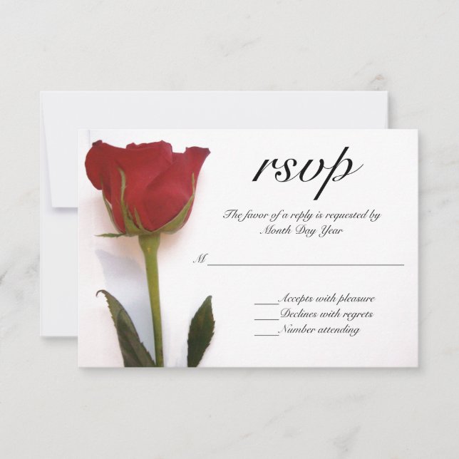 RSVP de casamento de rosa vermelha (Frente)