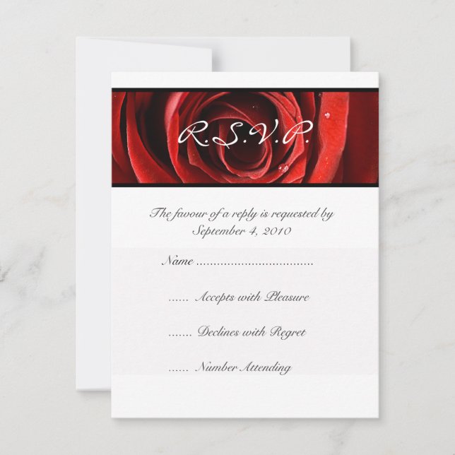 RSVP de Casamento de Rosa vermelha Bonita (Frente)