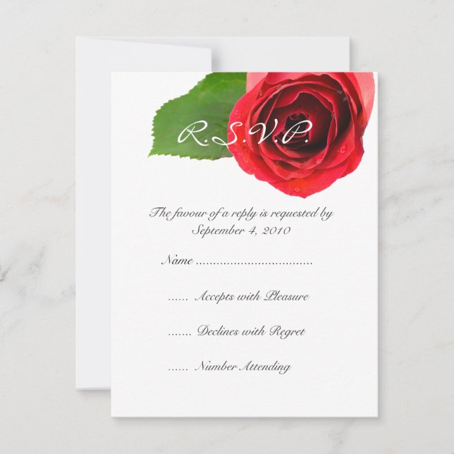RSVP de Casamento de Rosa vermelha Clássica (Frente)