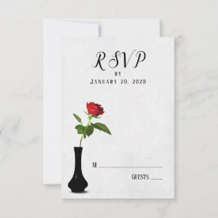 RSVP de casamento de rosa vermelha solteiro em vas