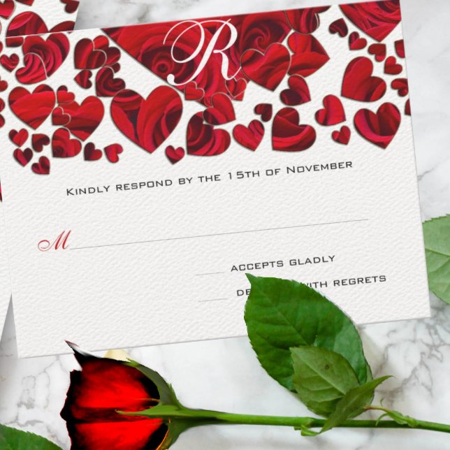 RSVP de Casamento de Rosas de Coração Negro e Verm (Criador carregado)
