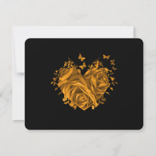 RSVP de Casamento de Rosas e Corações Dourados
