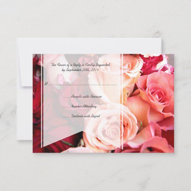 RSVP de Casamento de Rosas Rosa Românticas bonito (Frente)
