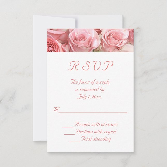 RSVP de Casamento de Roses Rosa (Frente)