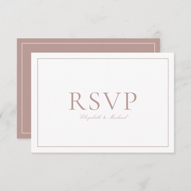 RSVP de Casamento de Script de Caligrafia de Rosa  (Frente/Verso)
