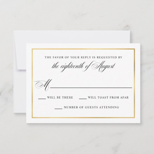 RSVP de Casamento de Script de Caligrafia Elegante (Frente)