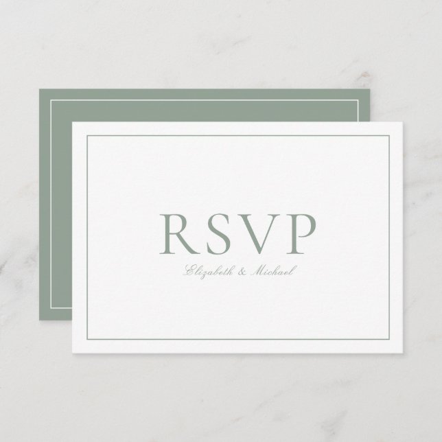 RSVP de Casamento de Script de Caligrafia Verde da (Frente/Verso)